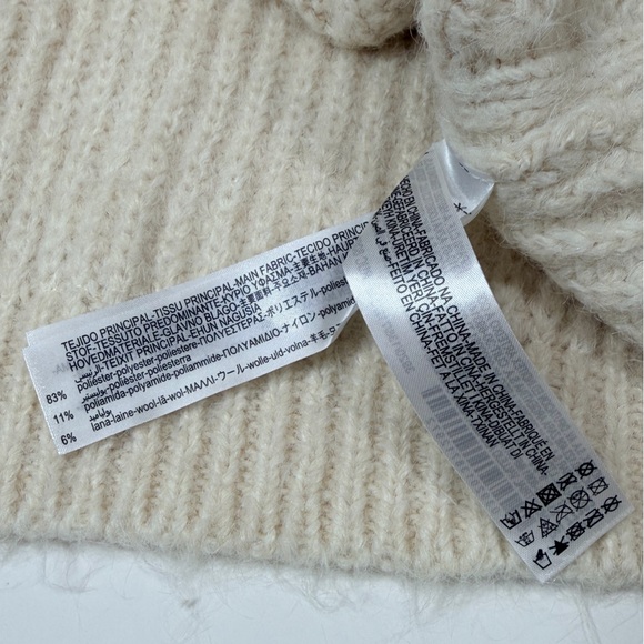 Pearl Cable Knit Sweater Tulle Puff Long Sleeves Top Blouse Relaxed Fit Jumper - Picture 16 of 17